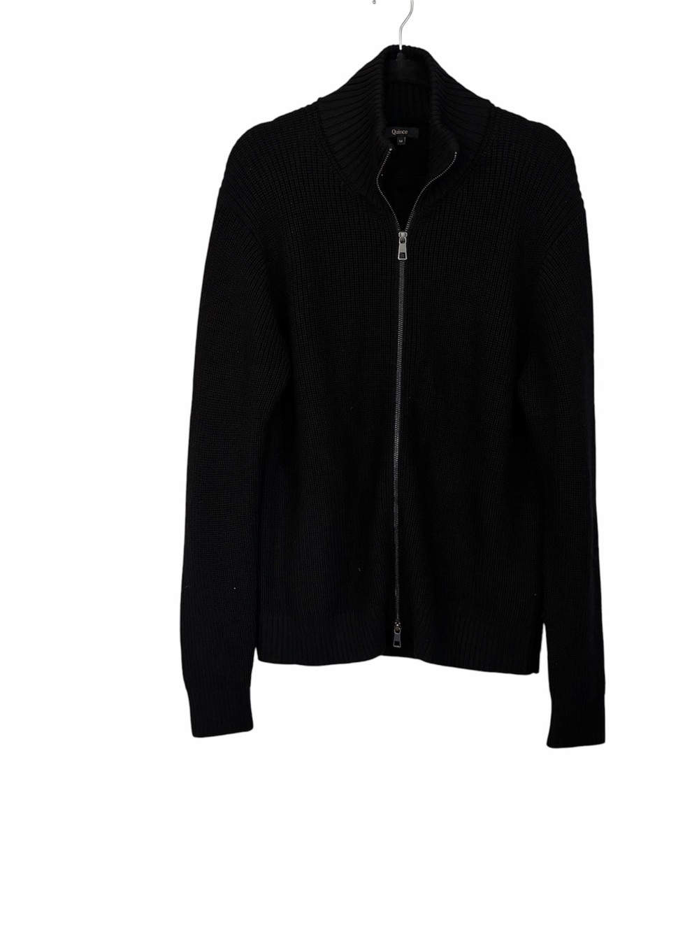 Quince Men’s Australian Merino Wool Full Zip Sweater in Black Sz M NWOT